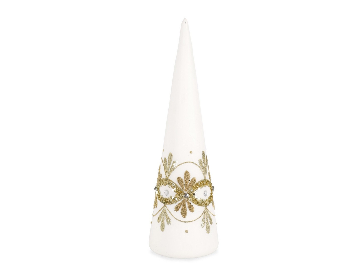 ALBERO CONO VETRO 30CM GARISH BIANCO/ORO 978224