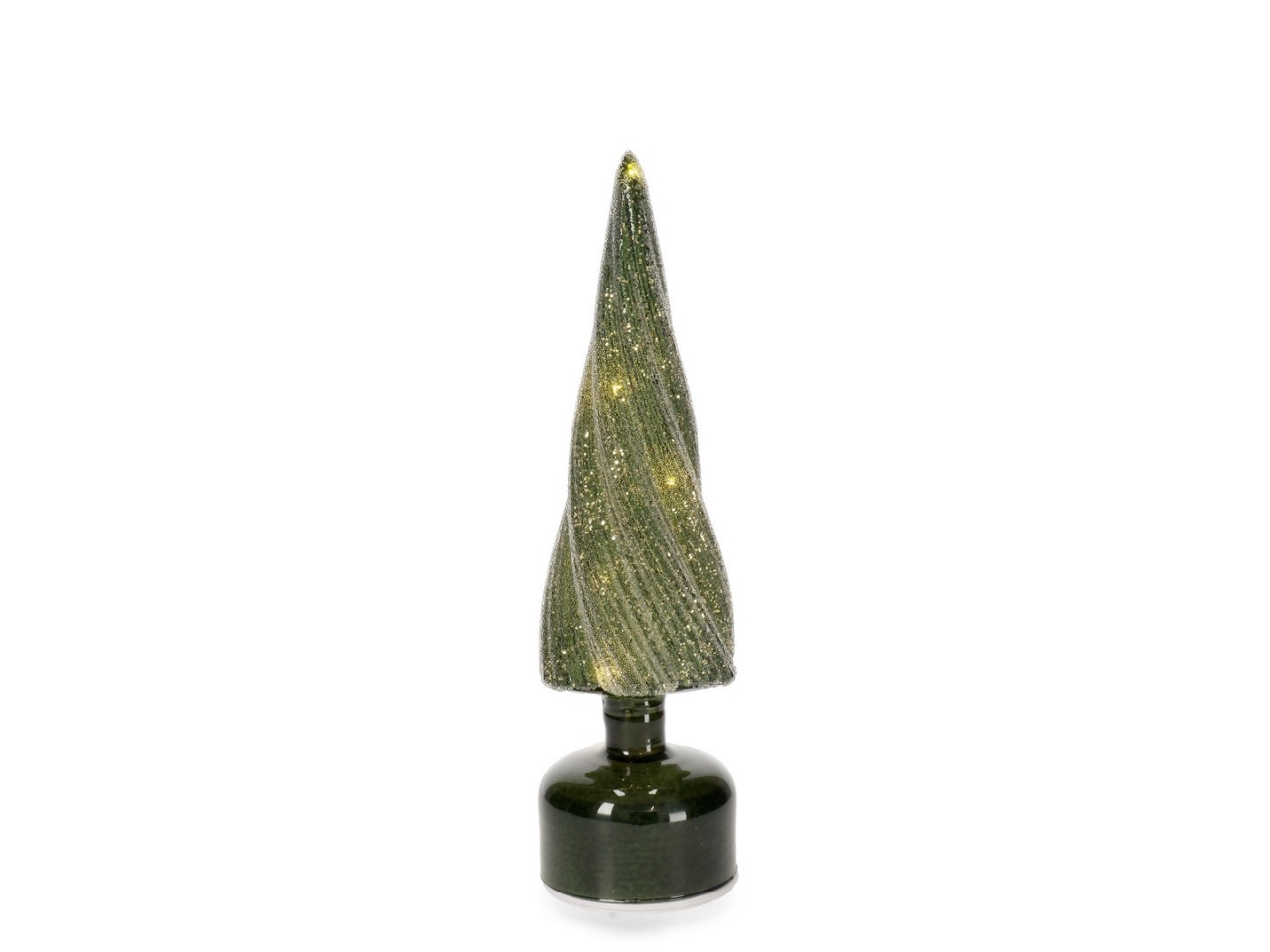 ALBERO PINO VETRO 30CM KARYN C/LED VERDE 978634