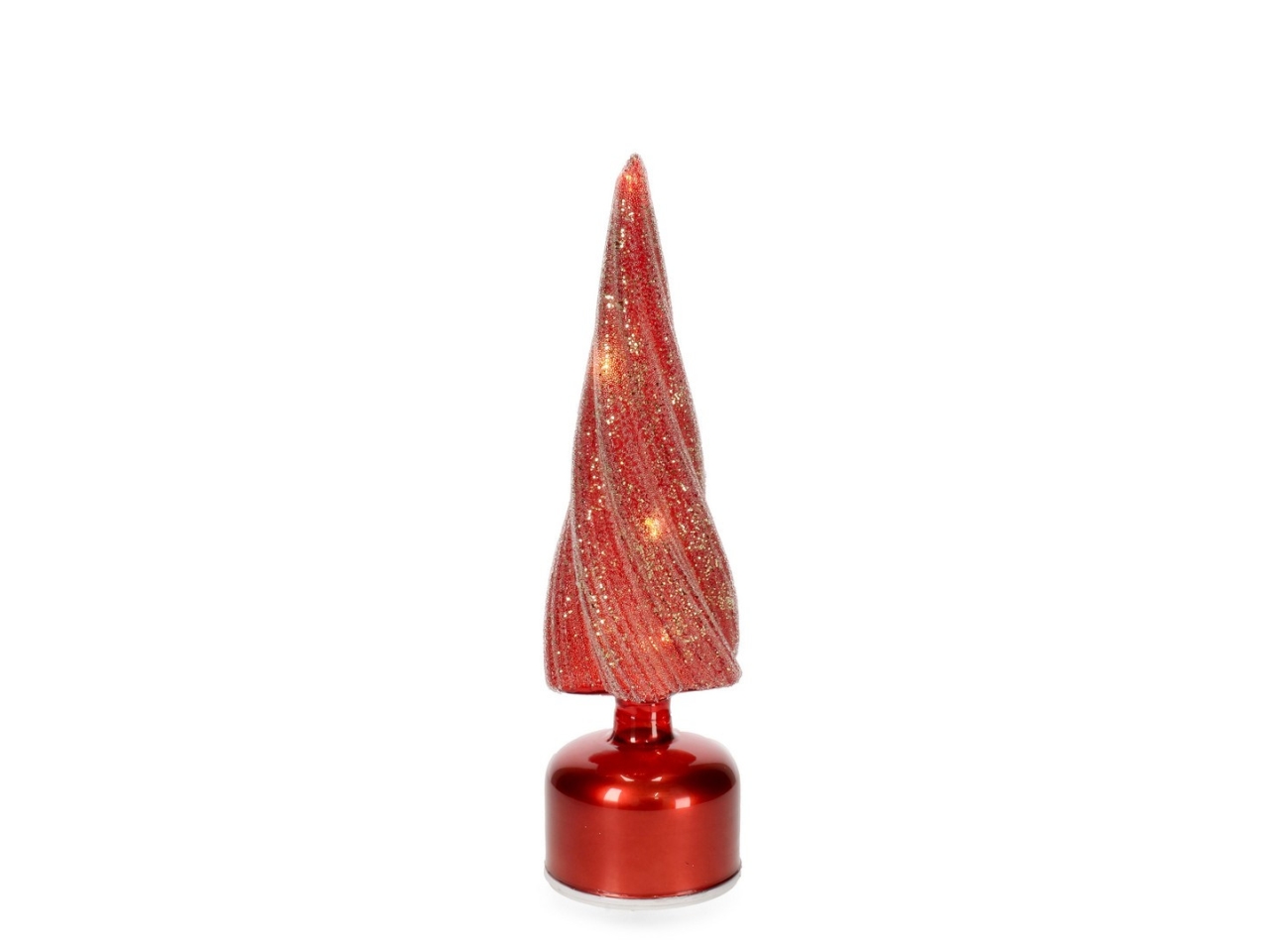 ALBERO PINO VETRO 30CM KARYN C/LED ROSSO 978632