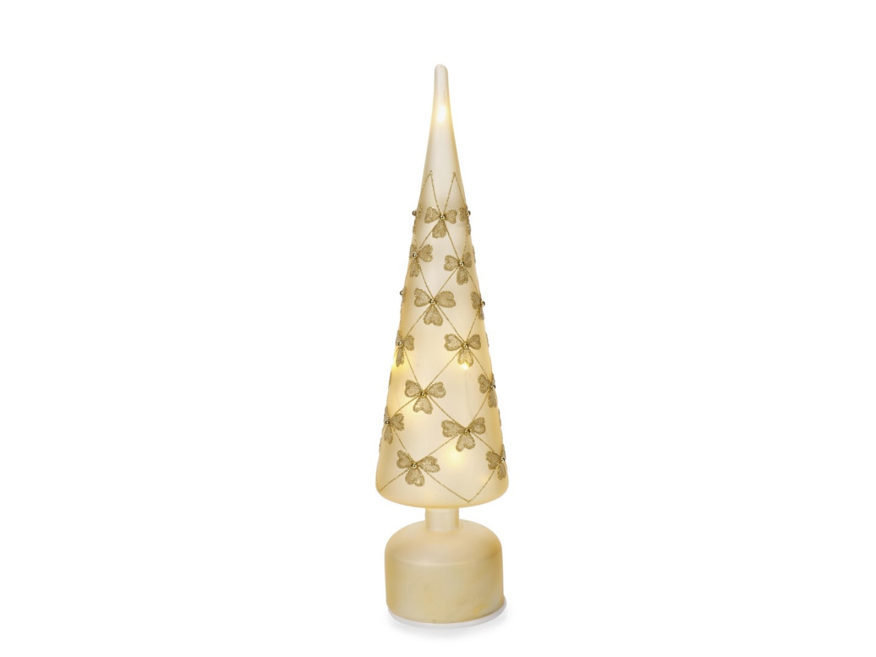 ALBERO PINO VETRO41CM FLOCK C/LED CHAMPAGNE 978653