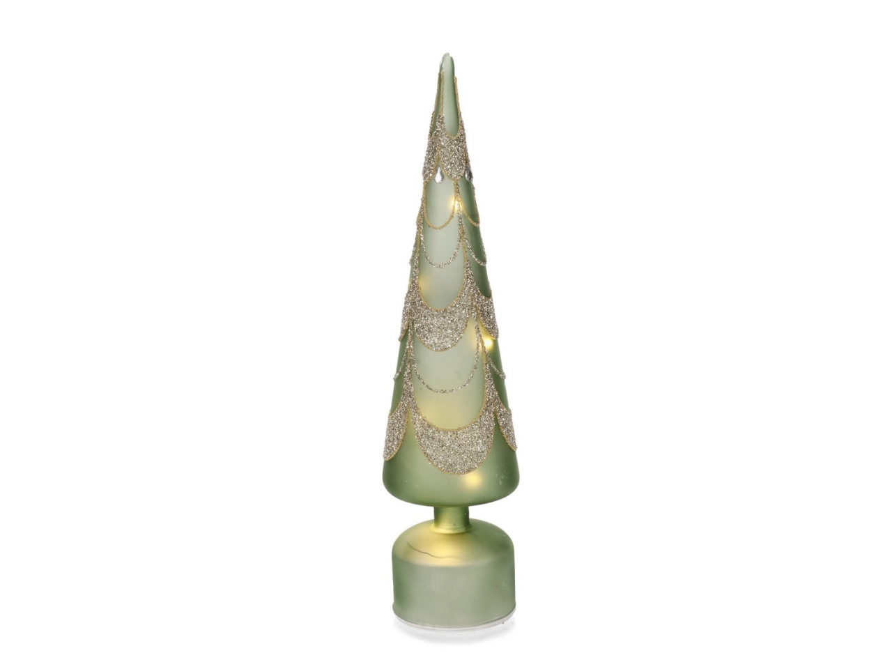 ALBERO PINO VETRO 41CM DRAPERY C/LED VERDE 978658