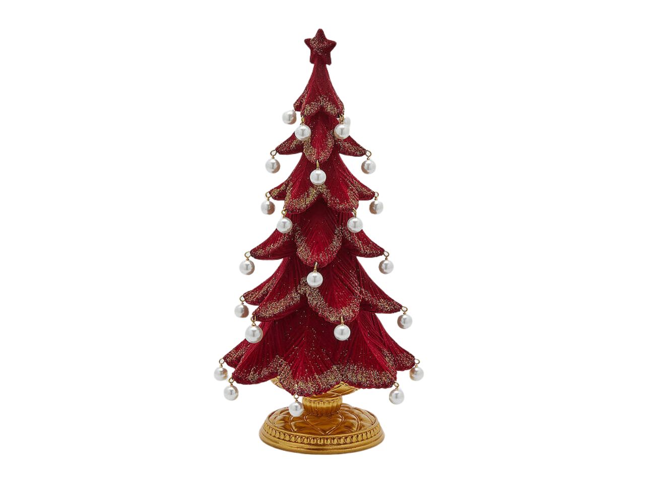 ALBERO 36CM PINO BORDEAUX C/PERLE BIAN.8100464A448