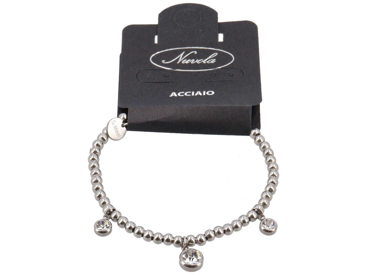 BRACCIALE CON SFERE 6MM E 3 RIVOLI PENDENTI ORO BRACCIALE CON SFERE 6MM E 3 RIVOLI PENDENTI ORO
