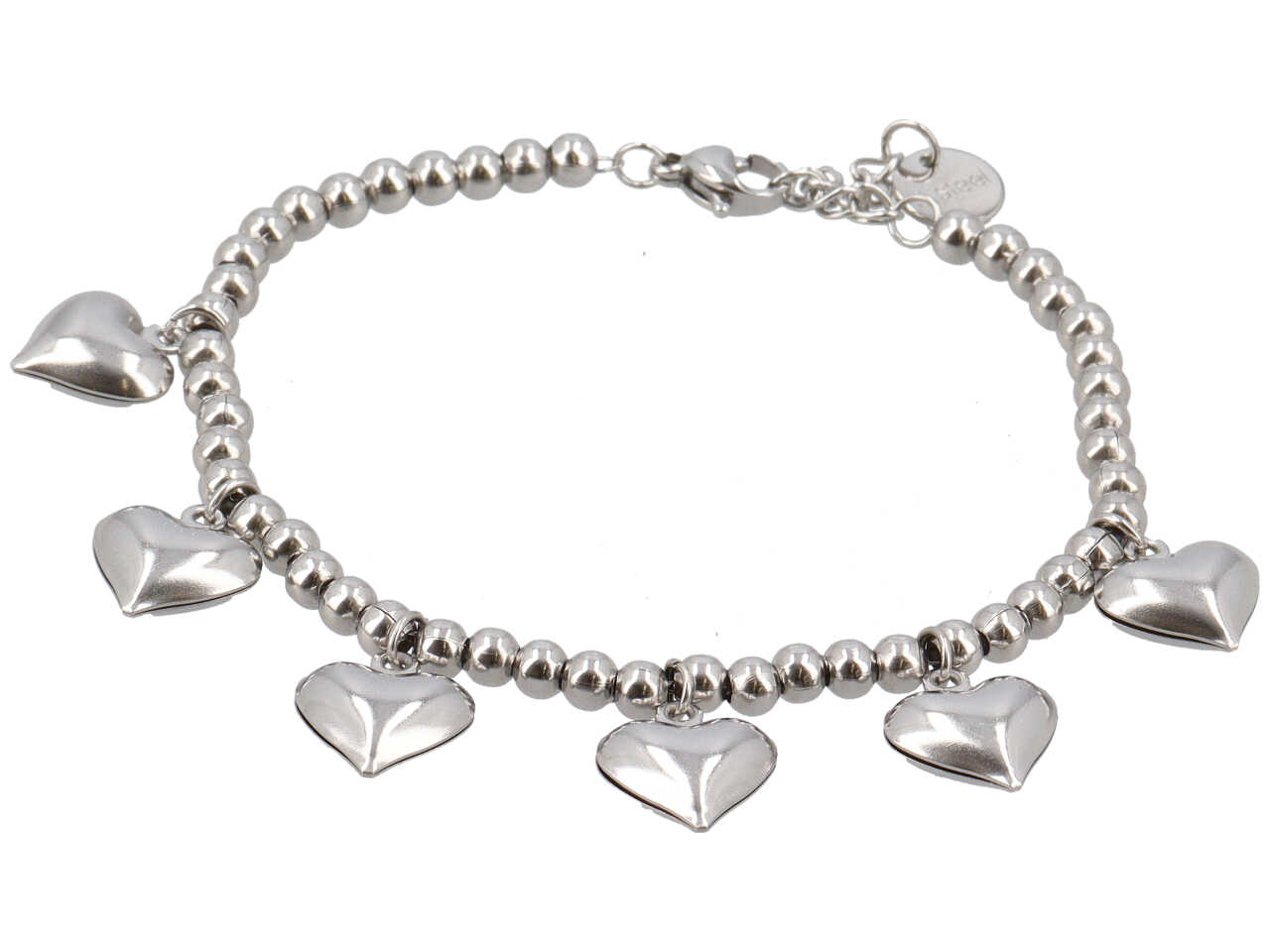 BRACCIALE CON SFERE 6MM E 6 CUORICINI BRACCIALE CON SFERE 6MM E 6 CUORICINI