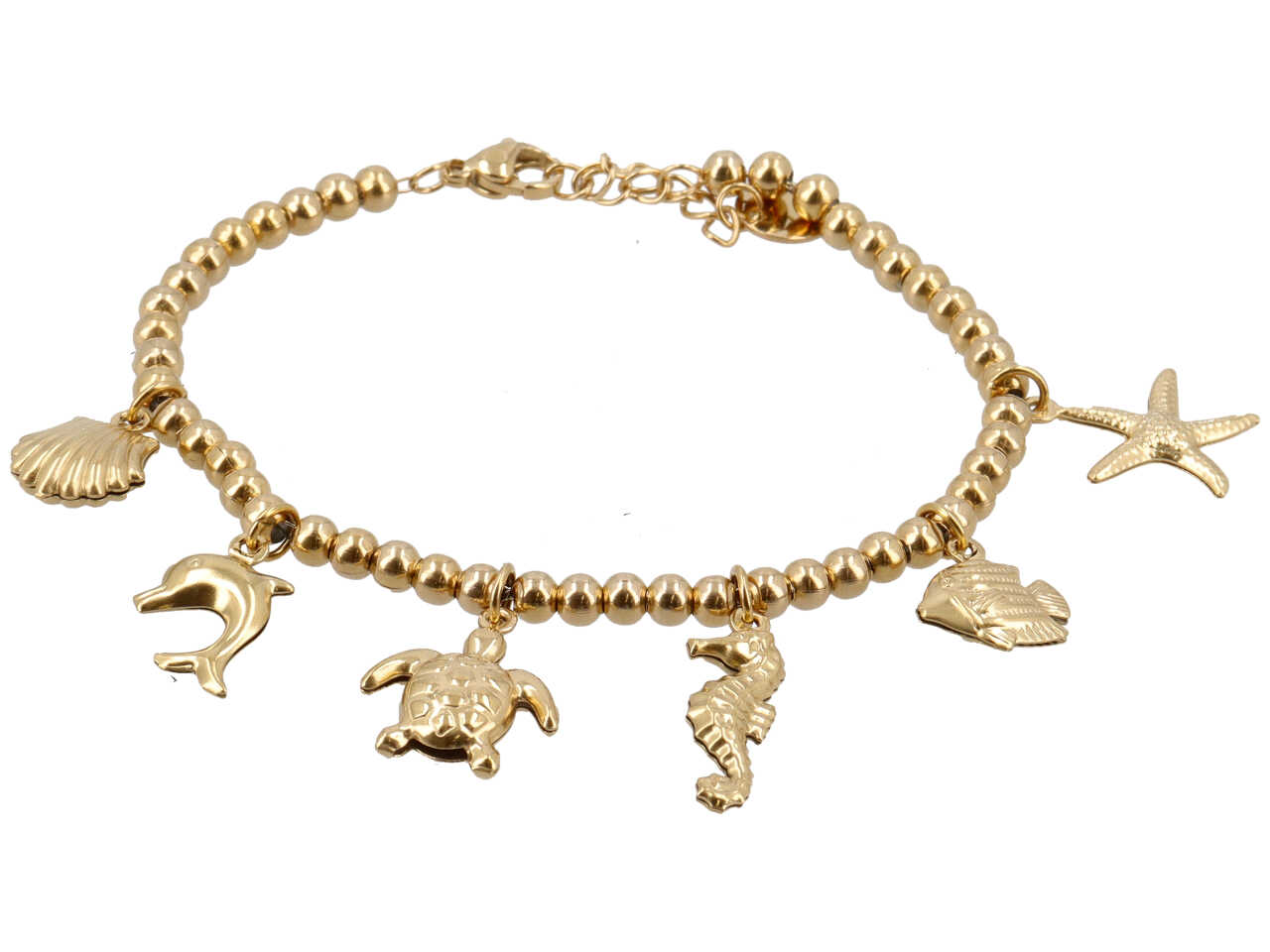 BRACCIALE CON SFERE 6MM SOGG. MARE SONAGLIO ORO BRACCIALE CON SFERE 6MM SOGG. MARE SONAGLIO ORO