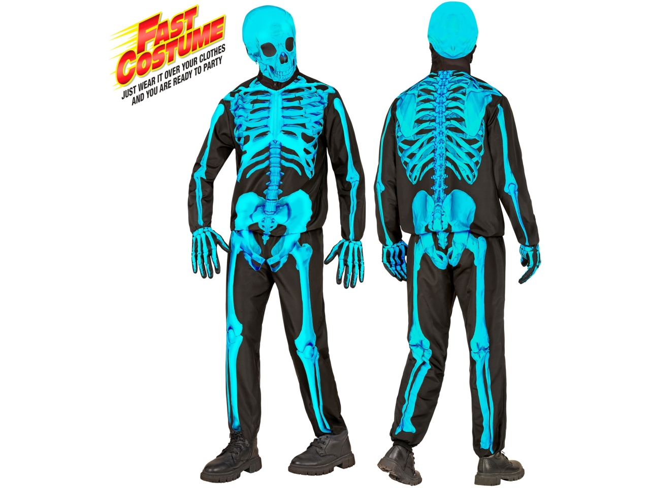 COSTUME ADULTO SCHELETRO FLUORESCENTE FAST XL15884