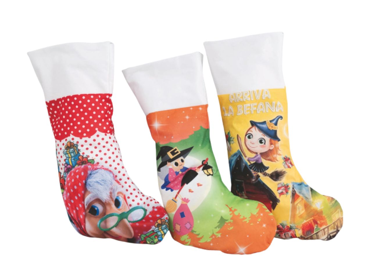 CALZA BEFANA 50CM IN PANNO 3ASS. AC-14527