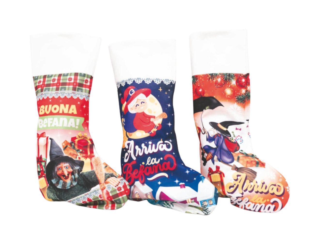 CALZA BEFANA 50CM IN PANNO 3ASS. AC-16409