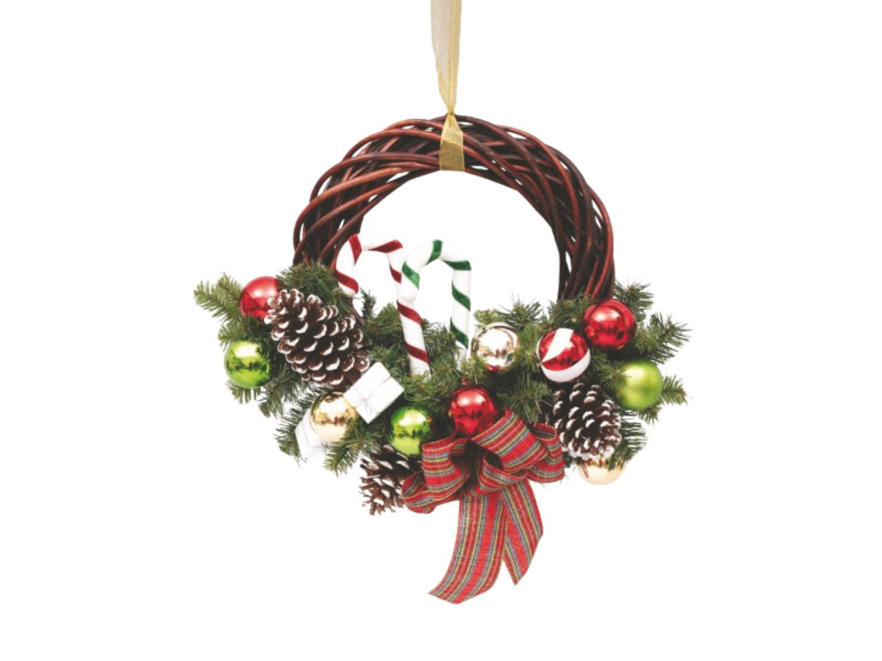 CORONA VIMINI 35CM MARRONE C/PIGNE FIOCCO AP-40066