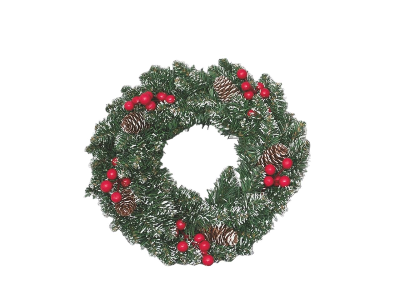 CORONA INNEV. 30CM C/BACCHE ROSSE E PIGNE AP-47572