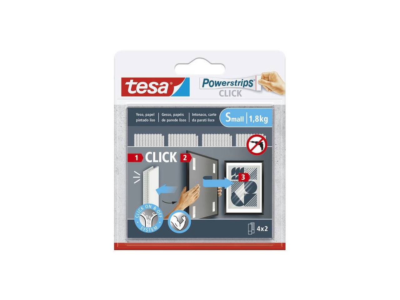 TESA POWERSTRIPS CLICK 4X2 S BIANCO 77720-00001-00