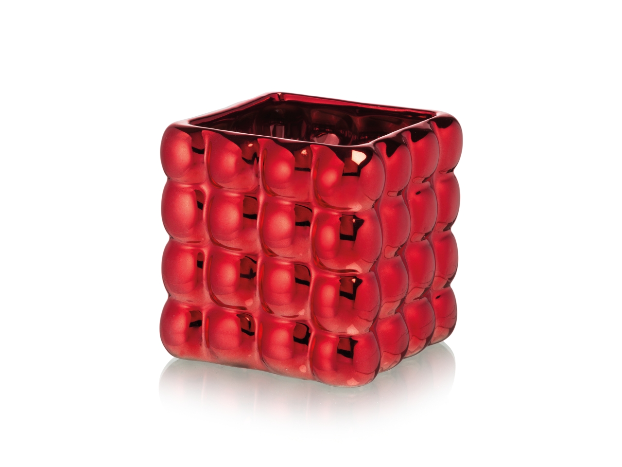 BUBBLE CUBE VASO 11,5XH.11,6CM ROSSO CR276/12RR BUBBLE CUBE VASO 11,5XH.11,6CM ROSSO CR276/12RR