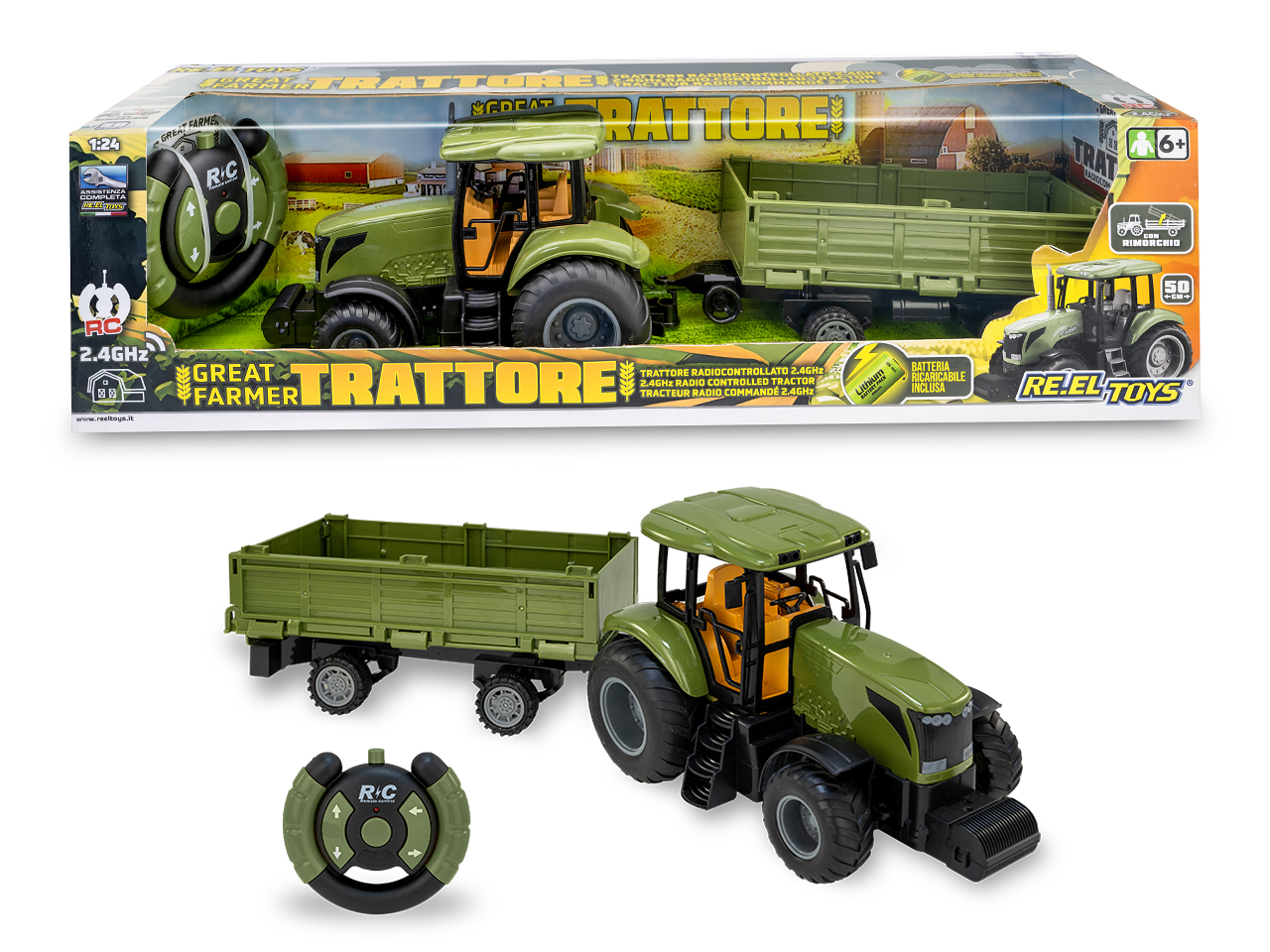 TRATTORE RADIOCOMANDATO CON RIMORCHIO 2.4GHZ 2428