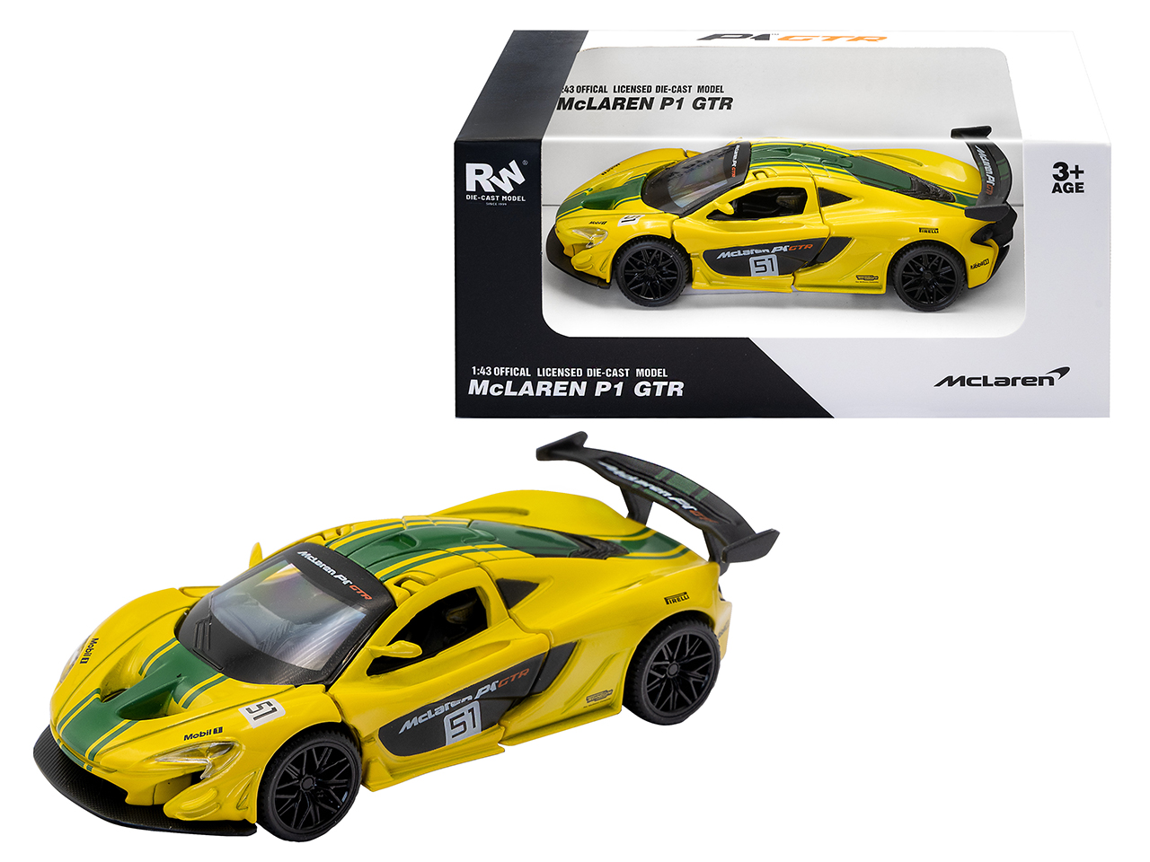 DIE CAST MCLAREN P1 GTR YELLOW 1:43 0831Y