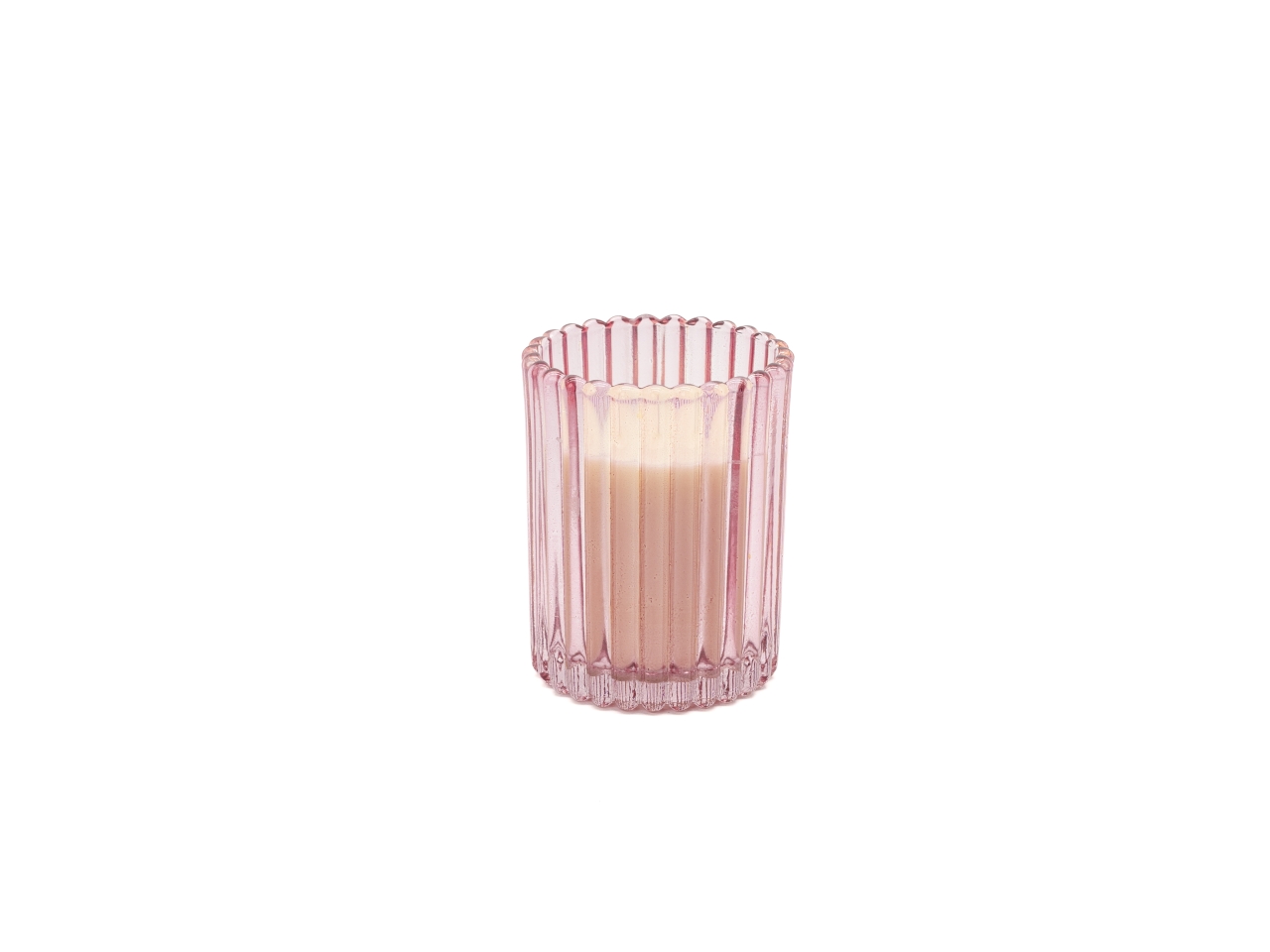 CANDELA C/BICCHIERE RIGATO 7X10CM ROSA 14280059