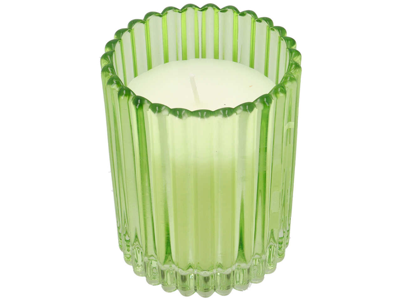 CANDELA C/BICCHIERE RIGATO 7X10CM VERDE 1428005