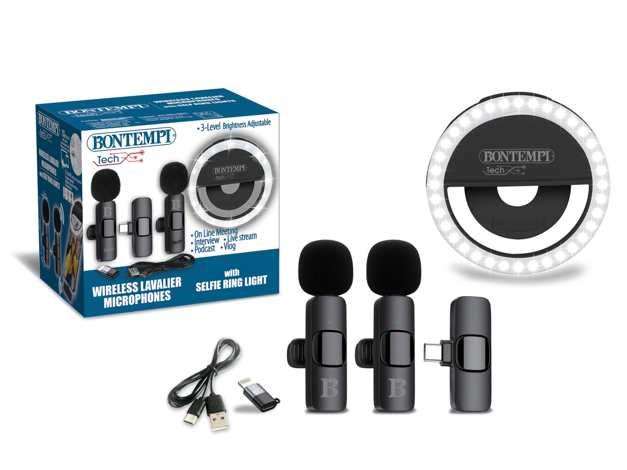 ANELLO DI LUCE + 2 MICROFONI WIRELESS 60 4120