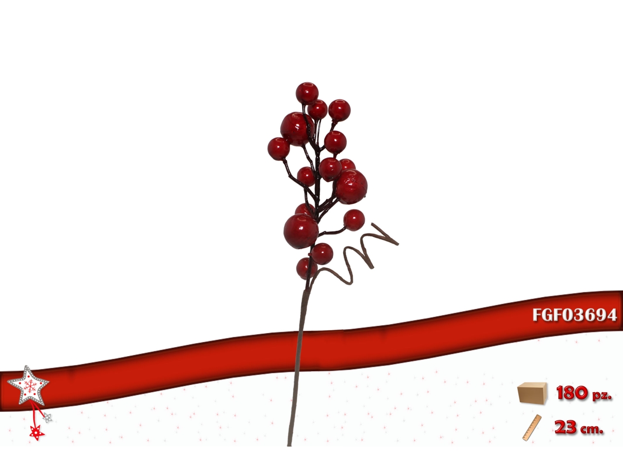 PICK 23CM CON BACCHE ROSSE 03694