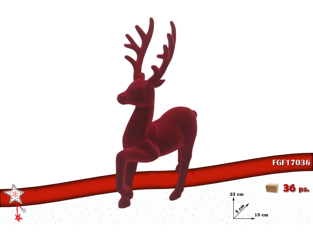 RENNA 23CM IN VELLUTO ROSSO 17036