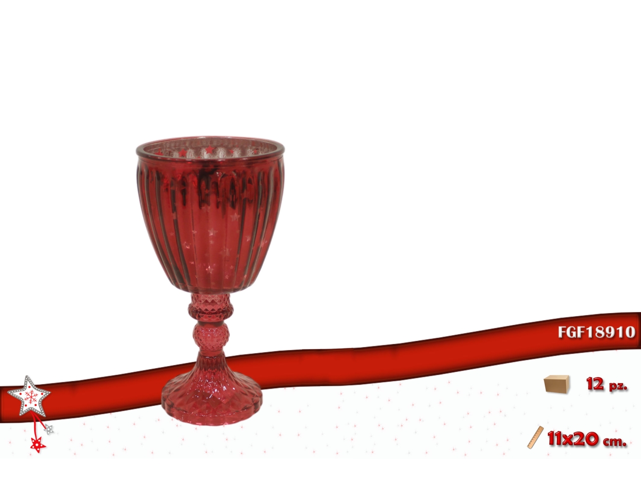 CALICE VETRO 11X20CM ROSSO 18910