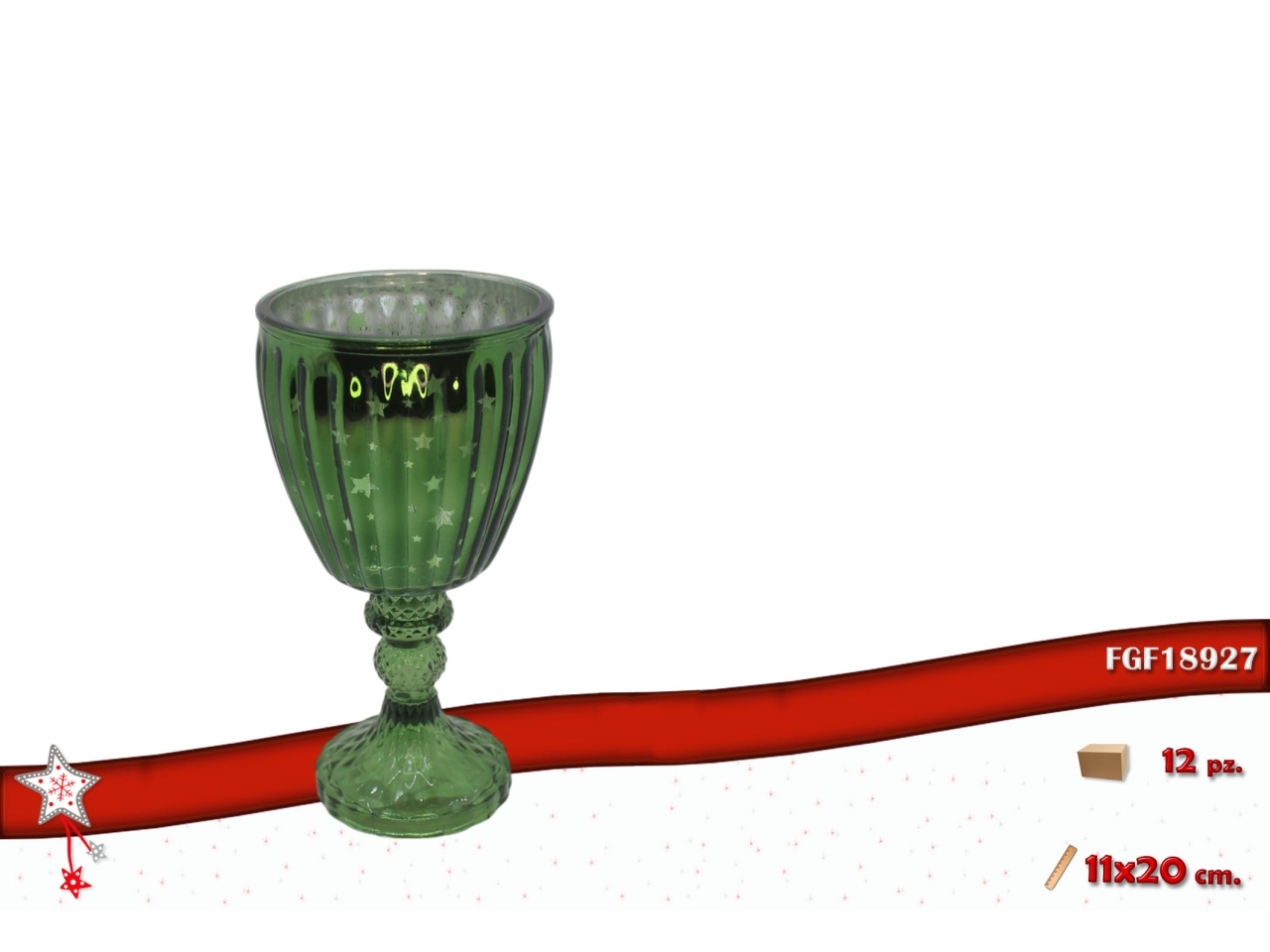 CALICE VETRO 11X20CM VERDE 18927