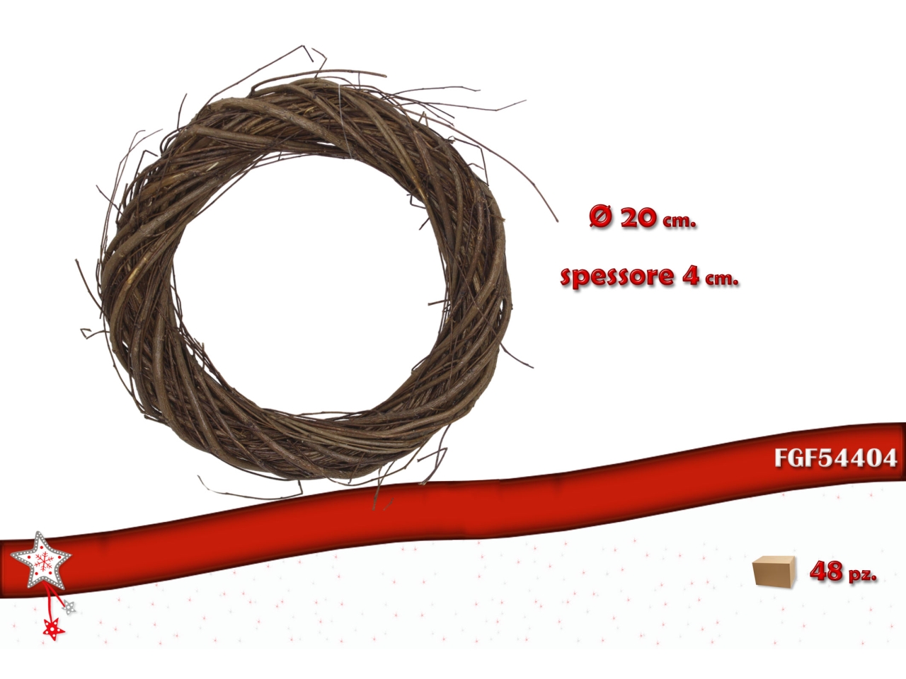 CORONA 20CM INTRECCIATA IN LEGNO NATURALE 54404