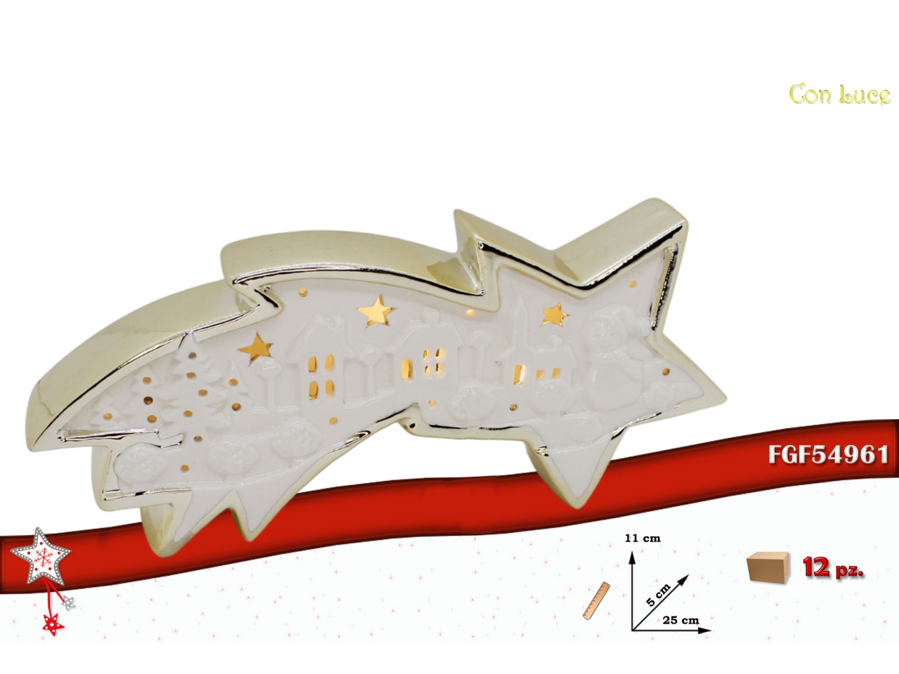 STELLA COMETA25XH.11CM CERAM.C/LED BIANCO/ORO54961 STELLA COMETA25XH.11CM CERAM.C/LED BIANCO/ORO54961