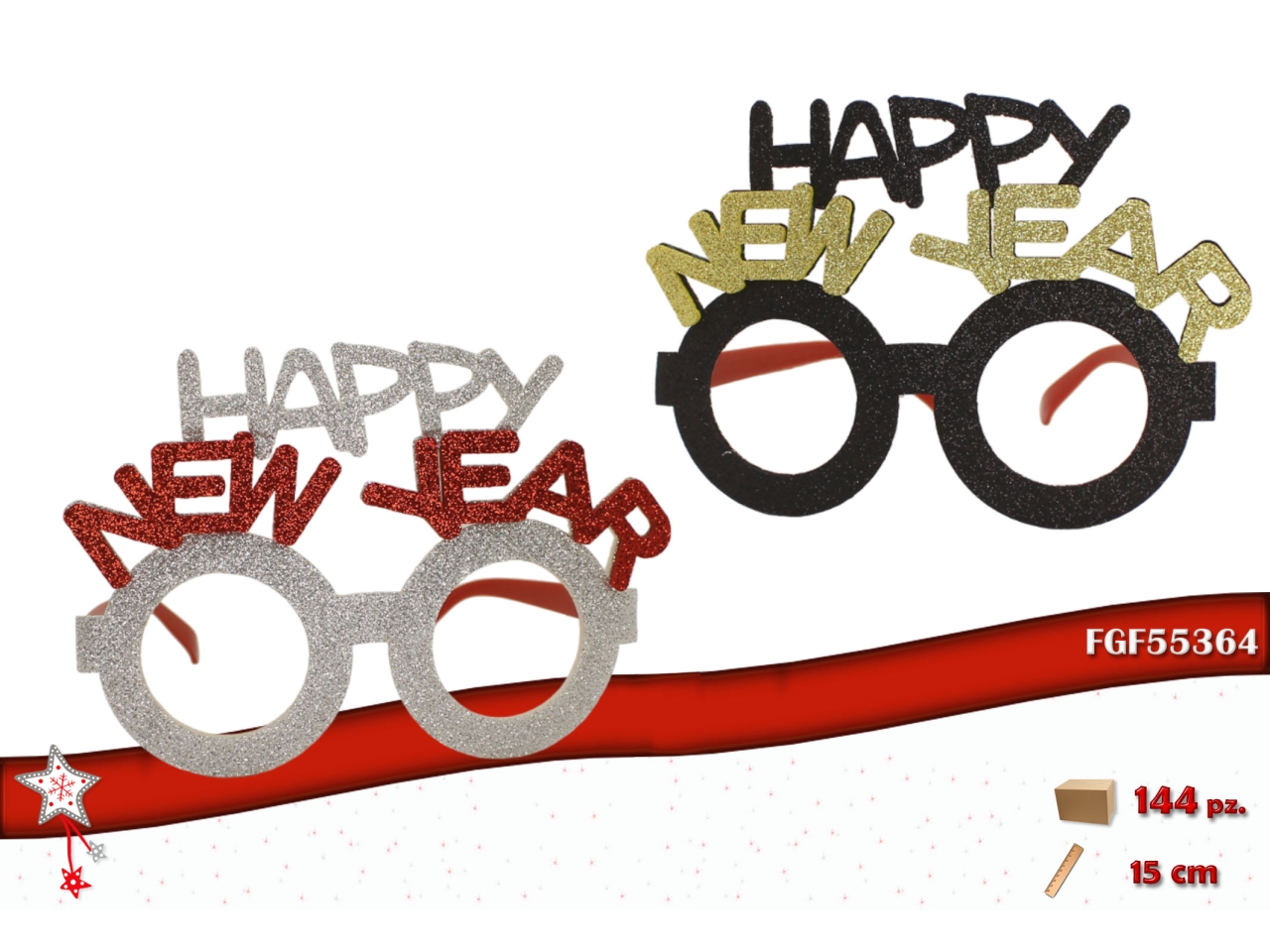 OCCHIALI HAPPY NEW YEAR 15CM ASS. 55364