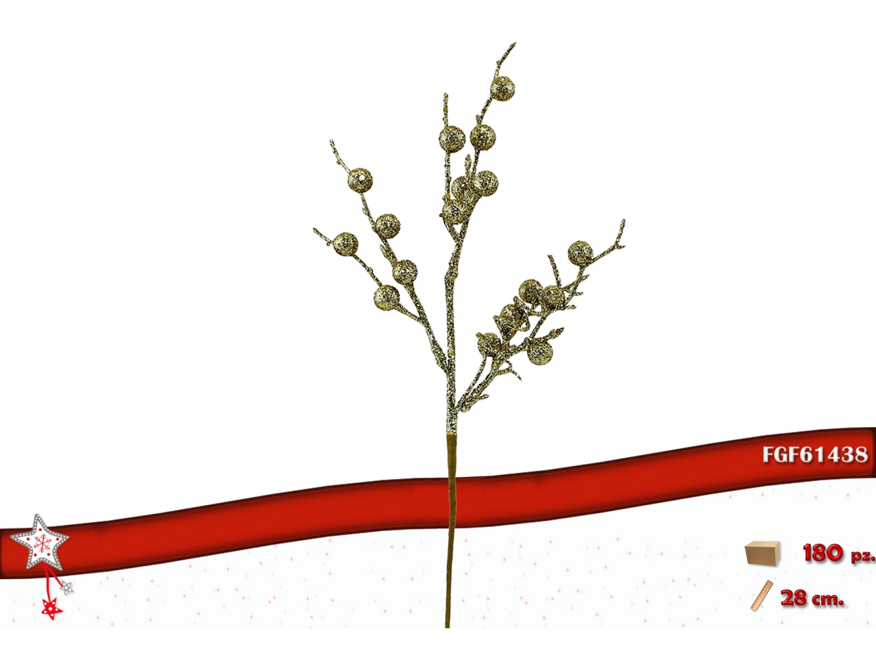 PICK 28CM BACCHE GLITTERATE ORO 61438