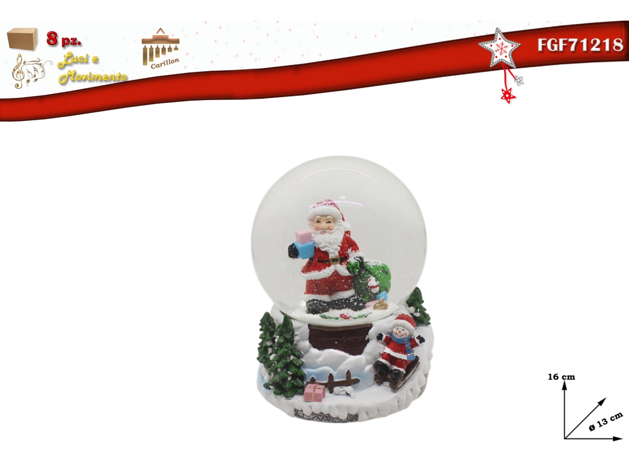 AMPOLLA C/BABBO N.13XH.16CM LUCI/MUS./MOVIM. 71218