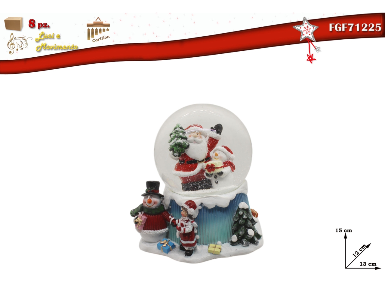 AMPOLLA C/BABBO N.13XH.15CM LUCI/MUS./MOVIM. 71225