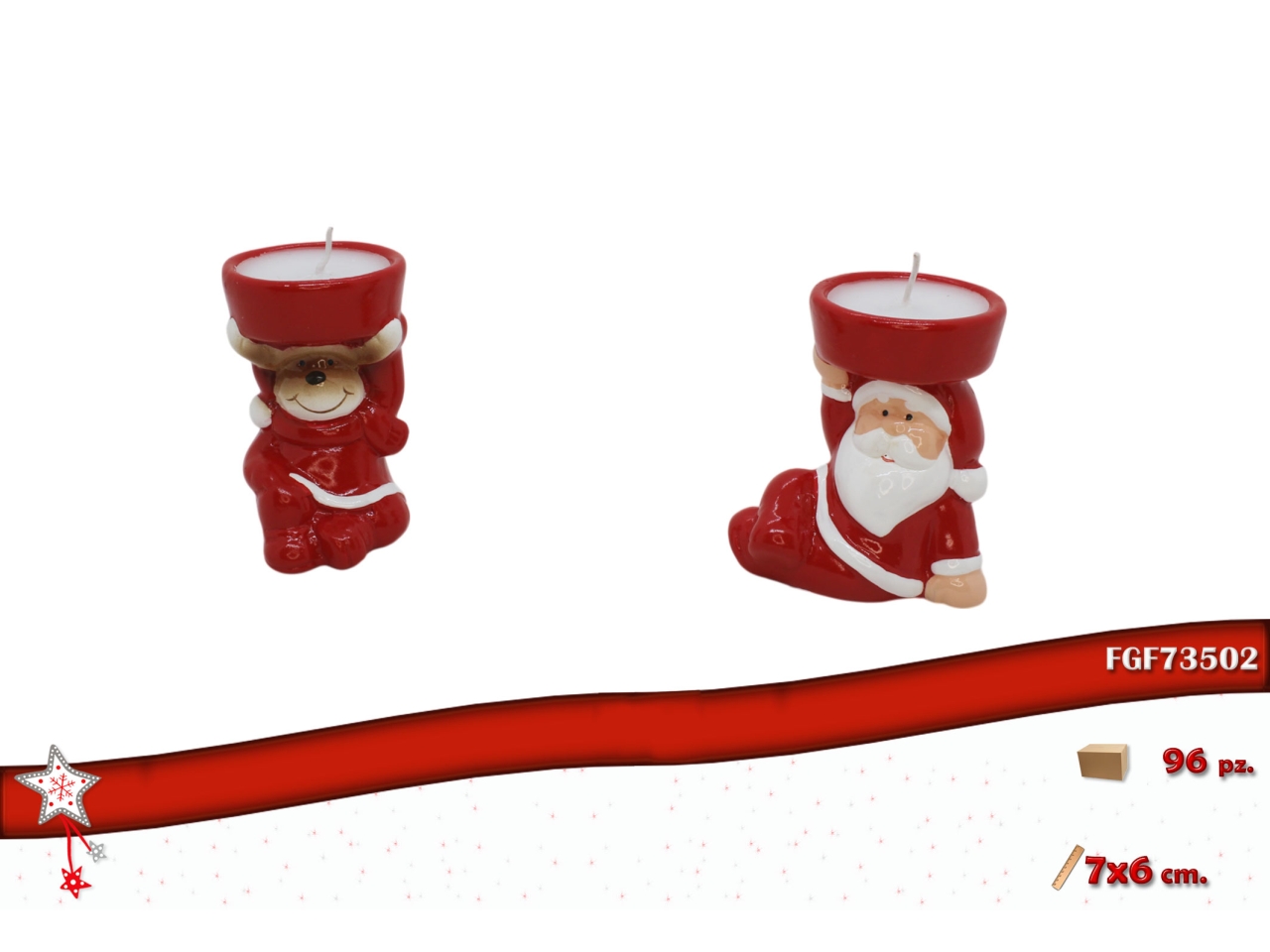 CANDELE BABBO/RENNA 7X6CM TERRACOTTA ROSSA 73502 CANDELE BABBO/RENNA 7X6CM TERRACOTTA ROSSA 73502