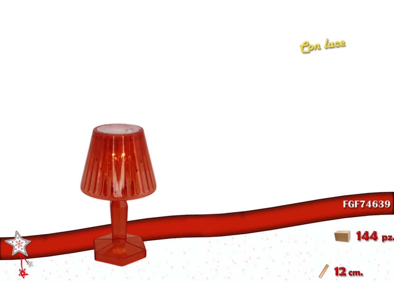LAMPADA MINI DA TAVOLO LUMINOSA 12CM ROSSA 74639 LAMPADA MINI DA TAVOLO LUMINOSA 12CM ROSSA 74639