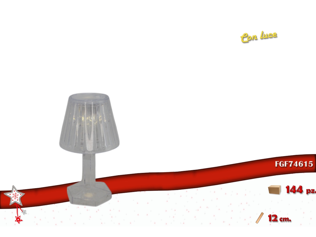 LAMPADA MINI DA TAVOLO LUMINOSA 12CM TRASP. 74615 LAMPADA MINI DA TAVOLO LUMINOSA 12CM TRASP. 74615