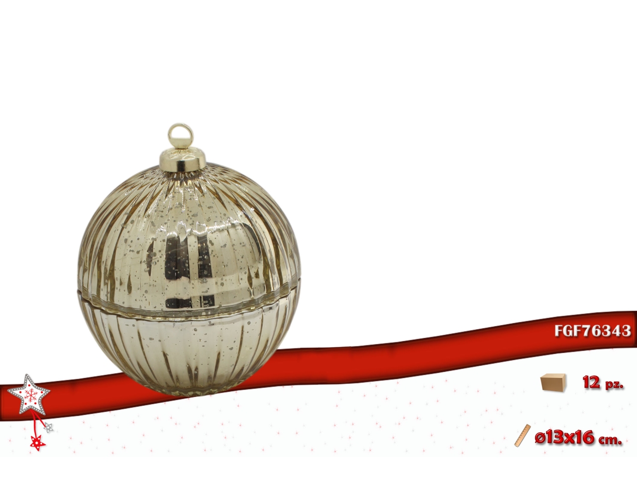 PALLA VETRO 13CM APRIBILE ORO 76343