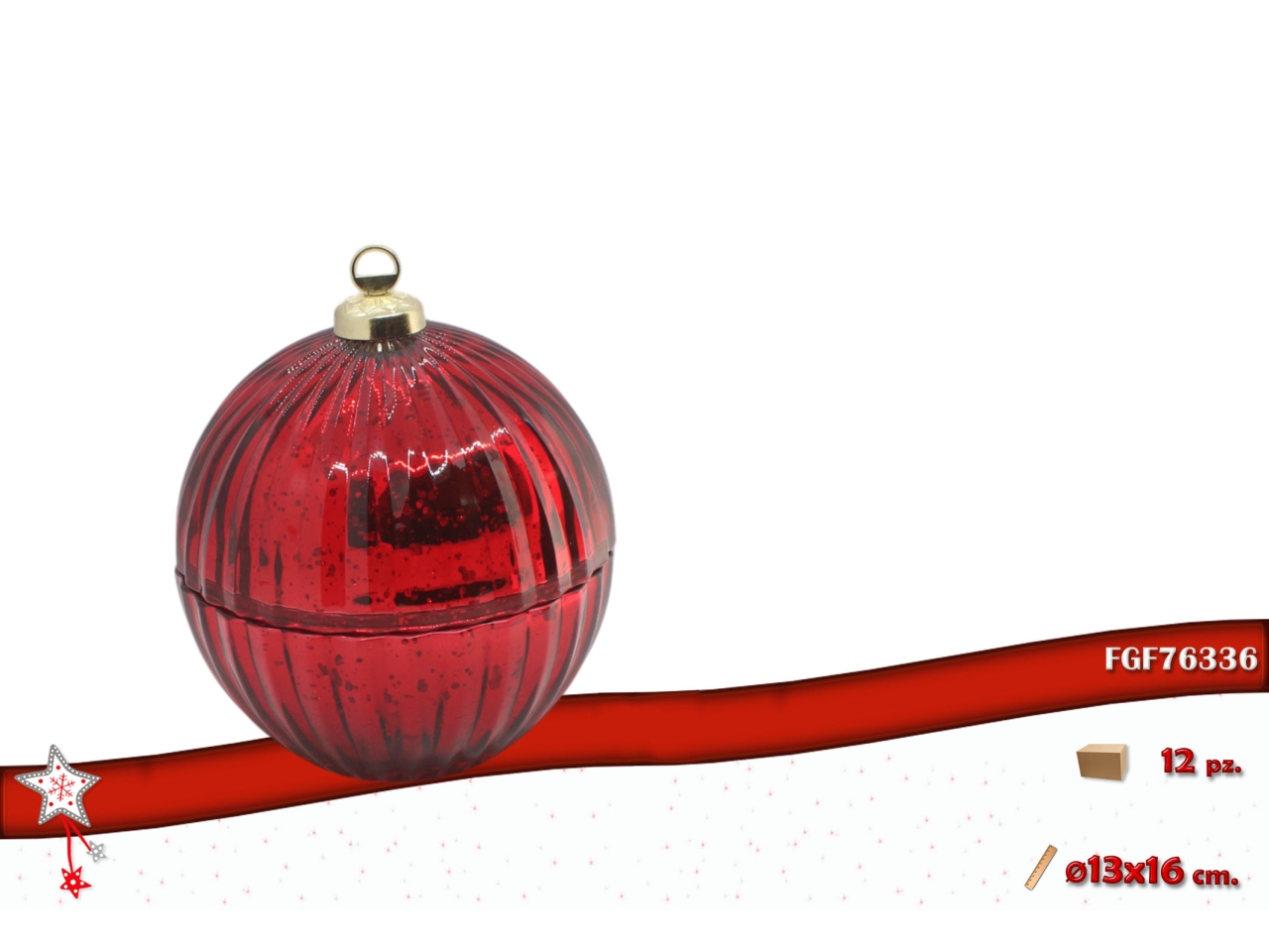 PALLA VETRO 13CM APRIBILE ROSSO 76336