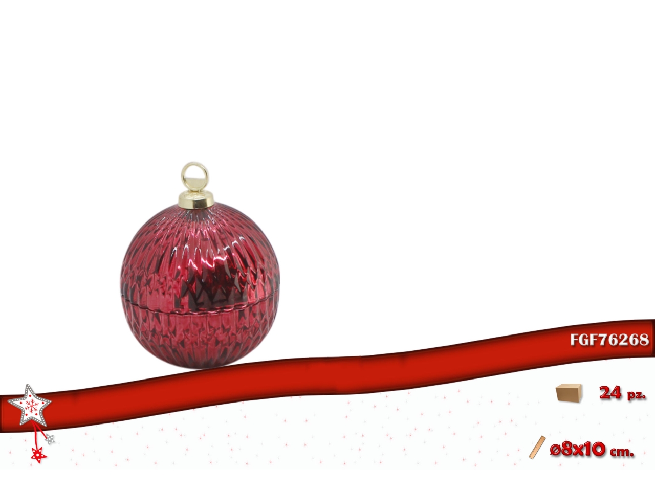 PALLA VETRO 8CM APRIBILE ROSSO 76268