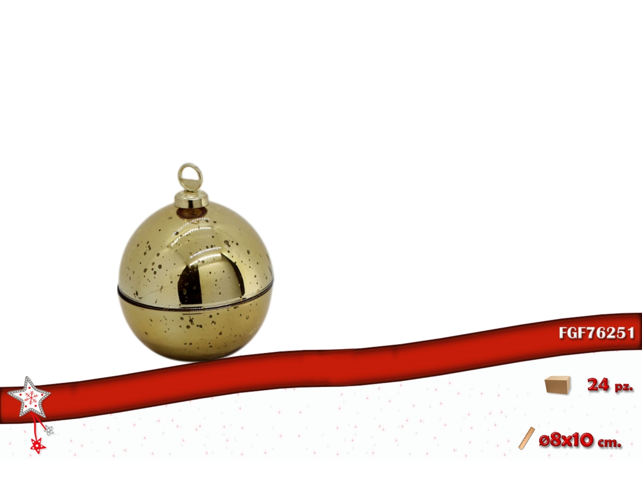 PALLA VETRO 8CM APRIBILE ORO 76251