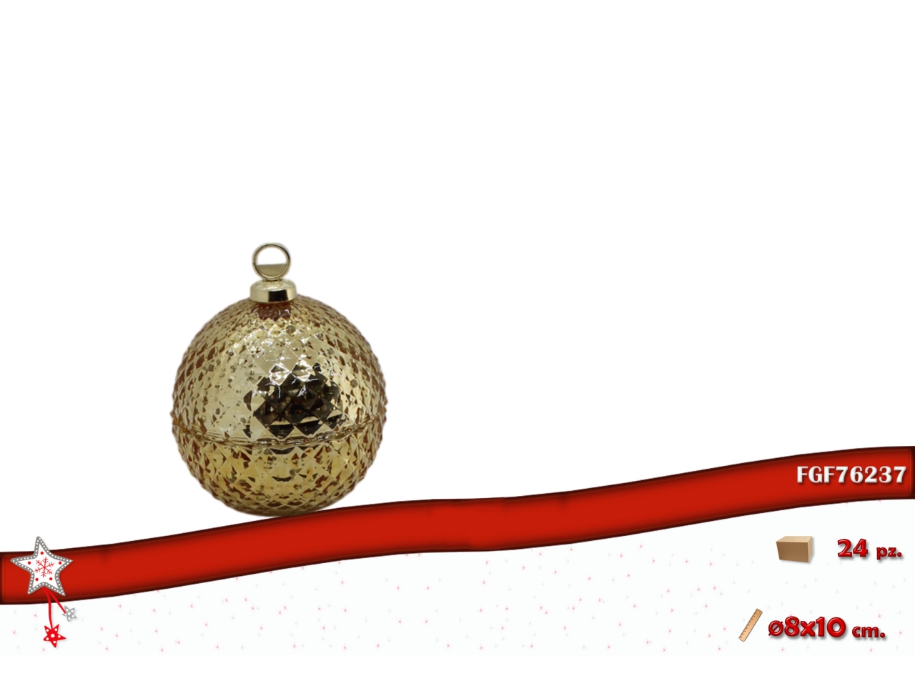 PALLA VETRO 8CM APRIBILE ORO 76237