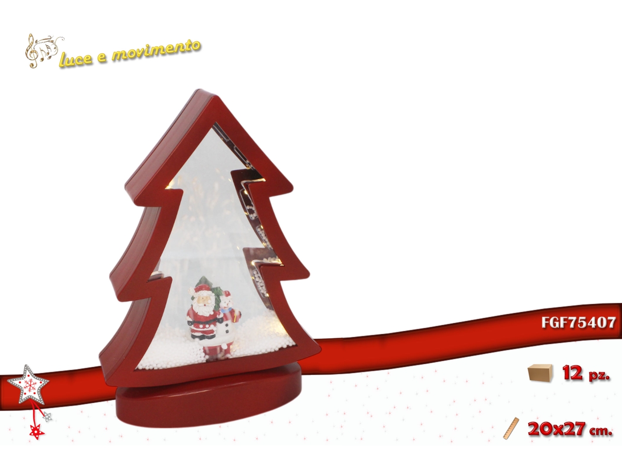 ALBERO LANTERNA C/MOV.LUCI/MUS. 20X27CM ROSSO75407