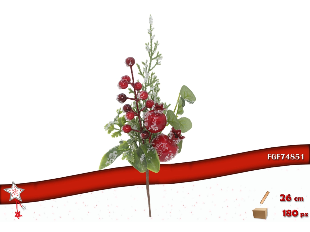 PICK 26CM C/BACCHE ROSSE E MELOGRANI 74851