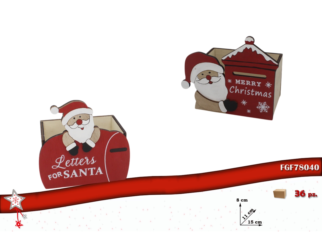 BABBO NATALE CASSETTINA LEGNO 15X11XH.8CM 78040