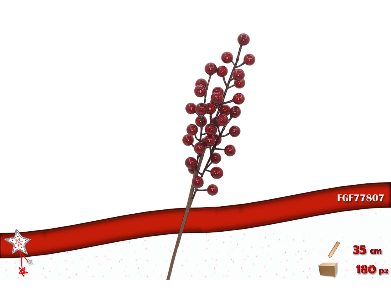 RAMO 35CM CON BACCHE ROSSE 77807