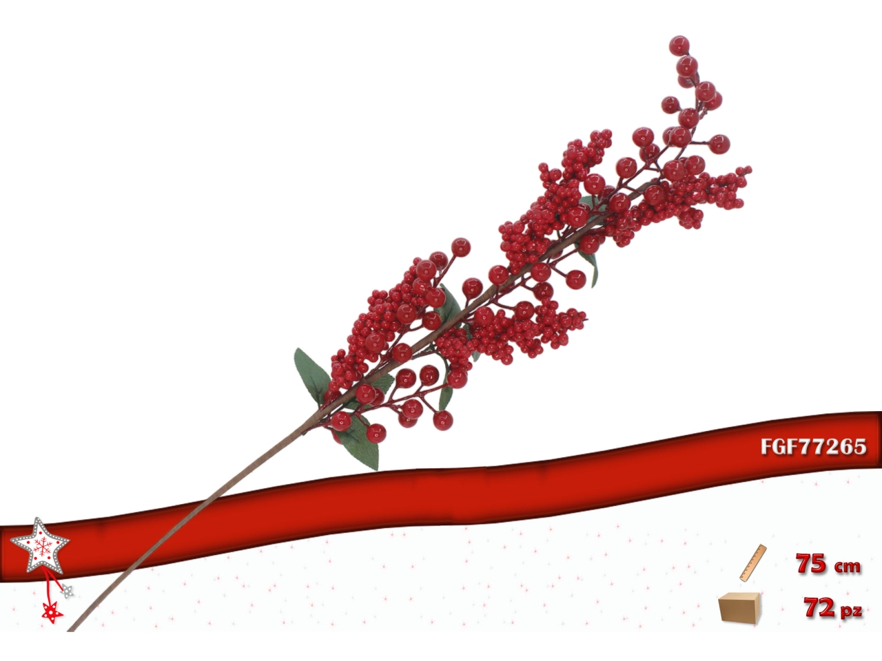 RAMO 75CM CON BACCHE ROSSE 77265