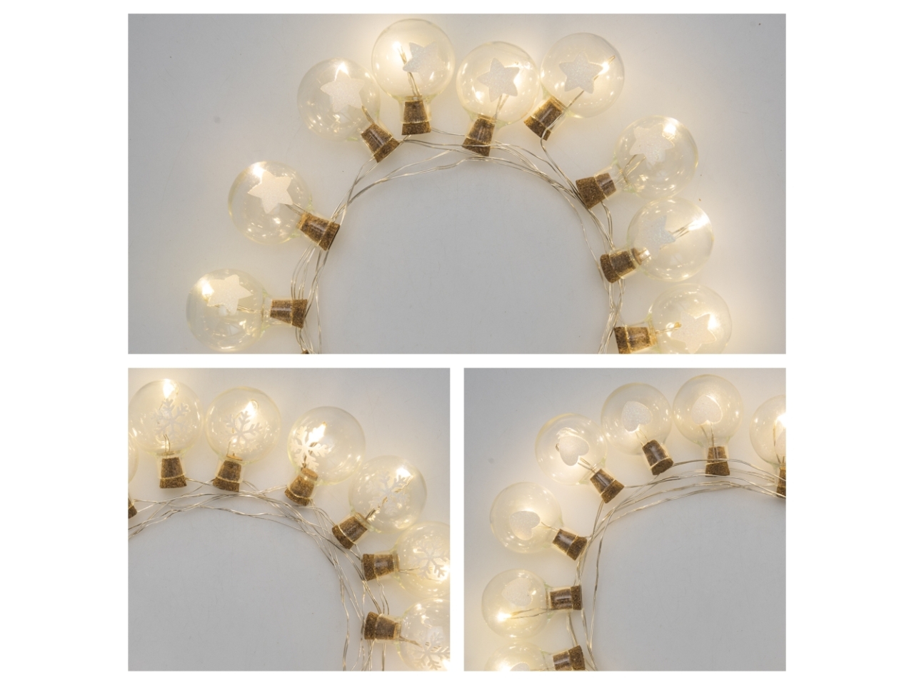 CATENA 15PALLE VETRO 2,5CM LED B.CALDO BATT.49178