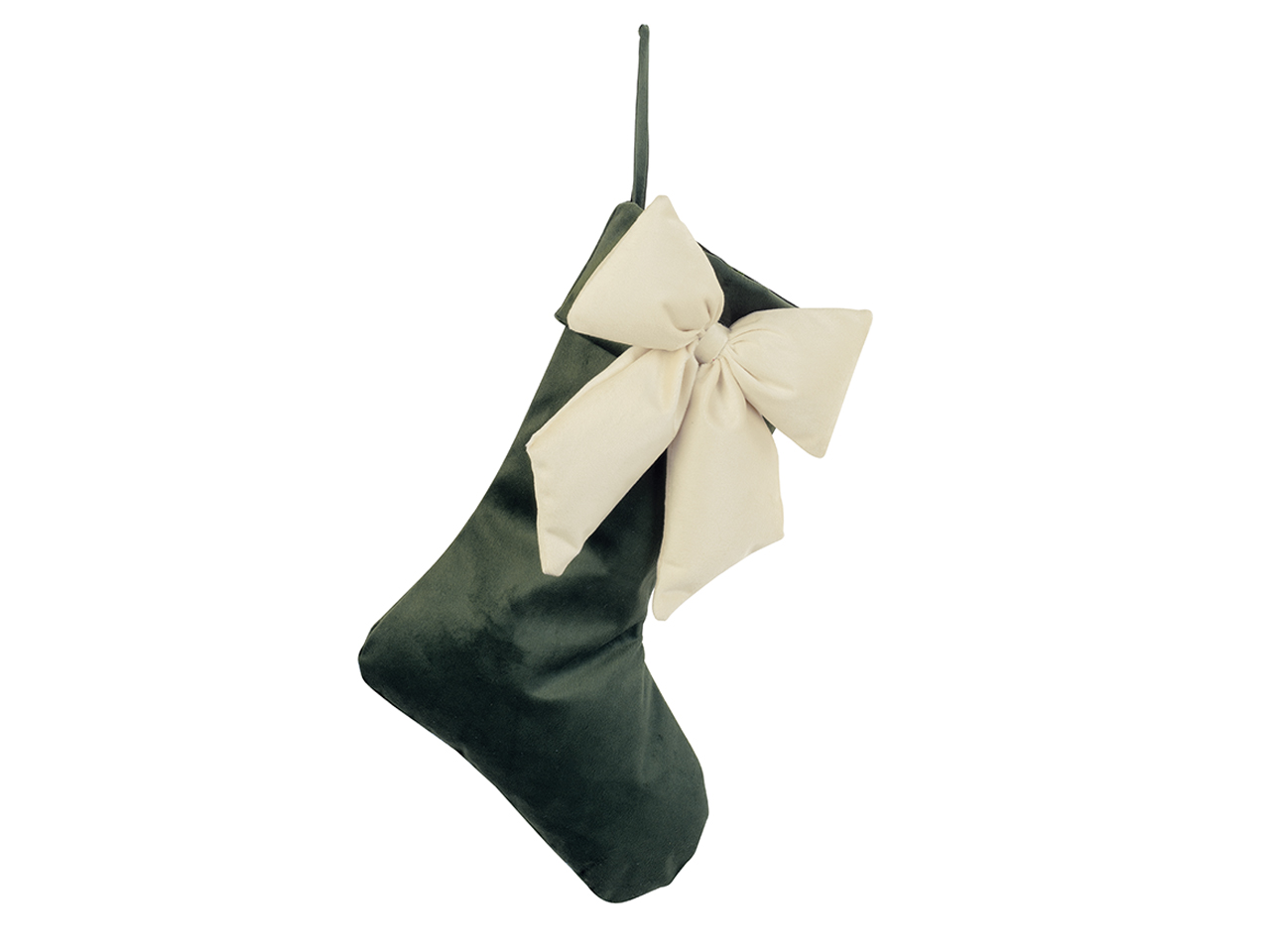 CALZA VELLUTO 40CM VERDE C/FIOCCO AVORO 242295M