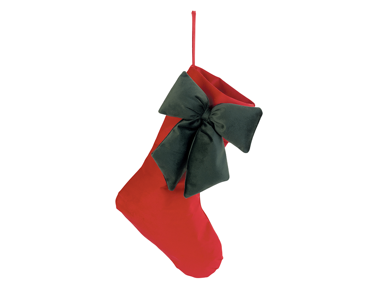 CALZA VELLUTO 40CM ROSSA C/FIOCCO VERDE 242293M