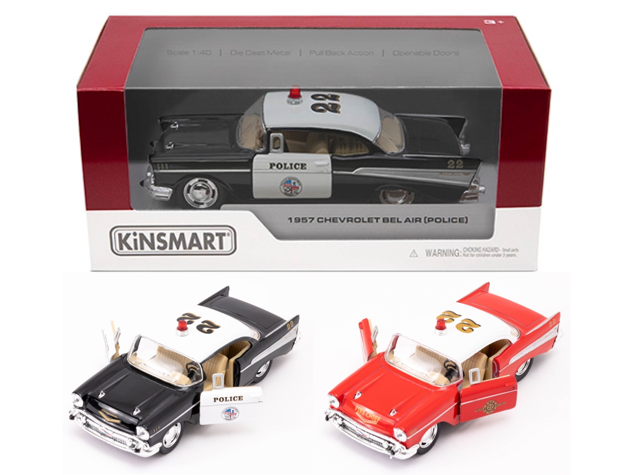 AUTO 1:40 1957 CHEVROLET BEL AIR POLICE / FIRE 837