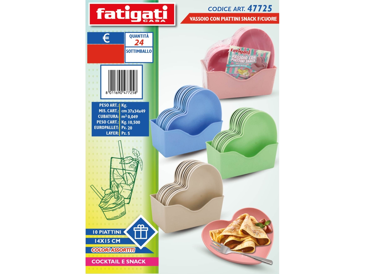 VASSOIO CON 10PIATTINI SNACK F/CUORE 47725