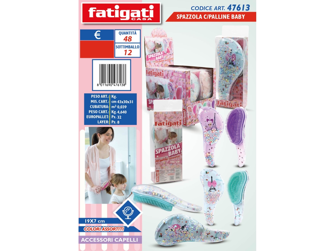 SPAZZOLA CON PALLINE BABY 19x7CM 47613